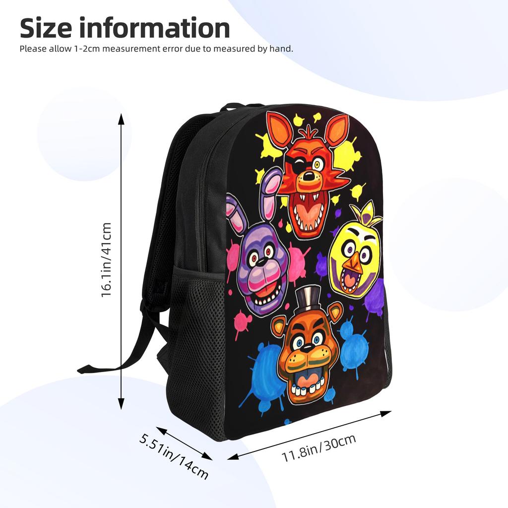 Mochila de Juego de Terror FNAF para Jóvenes Mochilas con Estampado Poliéster Streetwear Bolsas de Instituto Mochila de Diseñador para Universidad