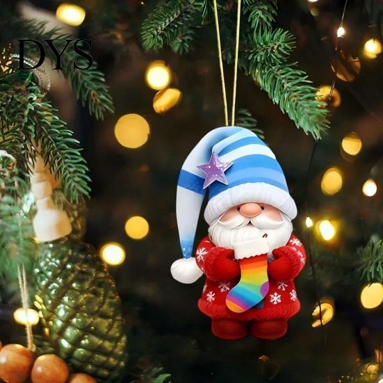 Acrylic Santa Decor for Home Colorful Gnome Christmas Ornaments, 2D Flat Hanging Decorative Elf Ornaments Party Pendant Xmas Tree, Mantel, Wreath,