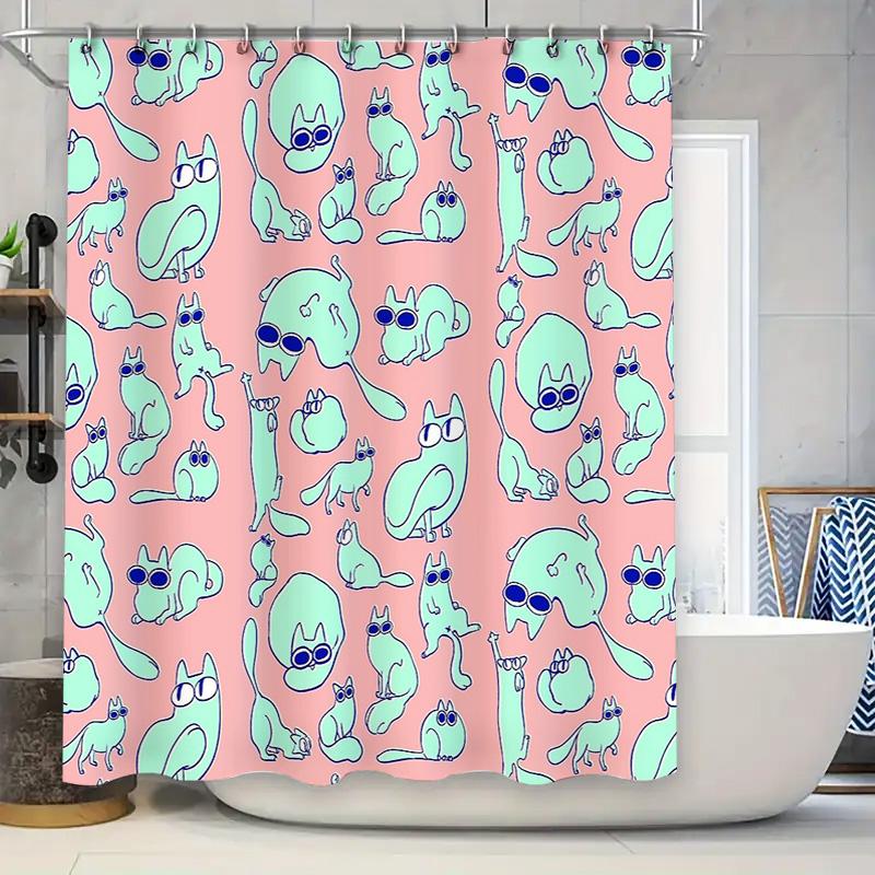 

Unframed Cute Octopus Shower Curtain Sea Animal Bathroom Decor Ocean Themed Waterproof Fabric Shower Liner Home Decor Beach Styl W60H190(CM)-1 Pcs