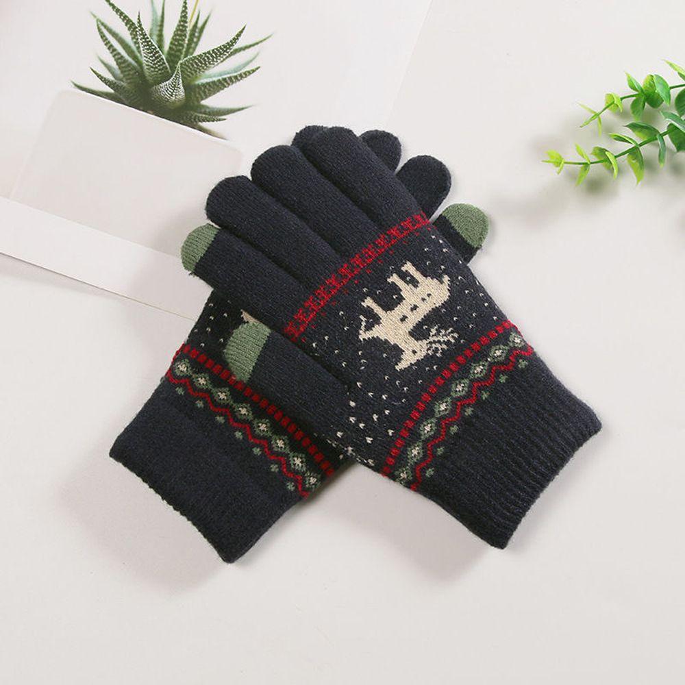 For Girls Stripe Full Fingers Knitted Dots Deer Korean Mittens Women Gloves Christmas Winter Gloves