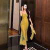 Large Size Royal Sister Sexy Hip-wrapped Long Dress Female Summer Slightly Fat Mm Waist and Thin French Temperament Tie-dye Suspender Dress