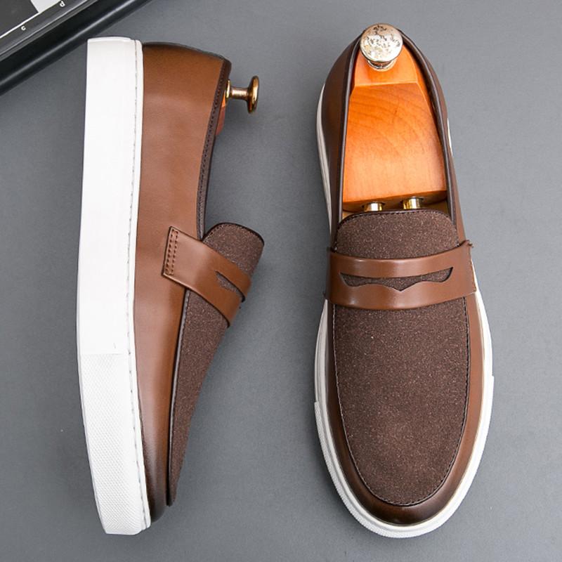 Fashion Trend New Luxury Men Brown Slip On Penny Loafter Leisure Leather Shoes Male Comfortable Sneakers Masculino Zapatos Hombre