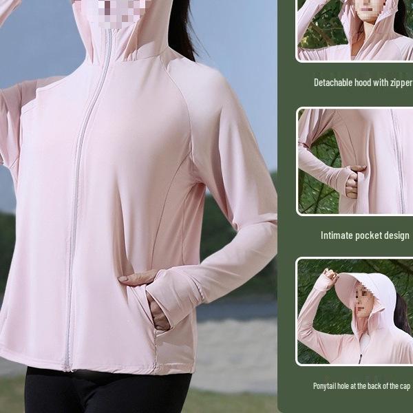 Women's Hooded Sun Protection Knit Cardigan – Lightweight Long Sleeve Outdoor Jacket
