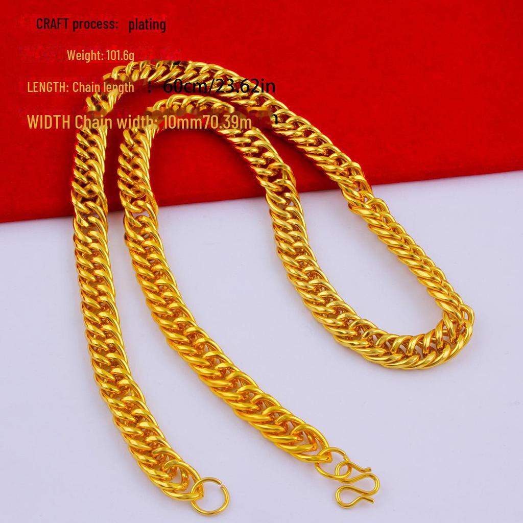 Men's Alloy Gold-Tone Necklace – Bold, Durable, Street Style Accessory
