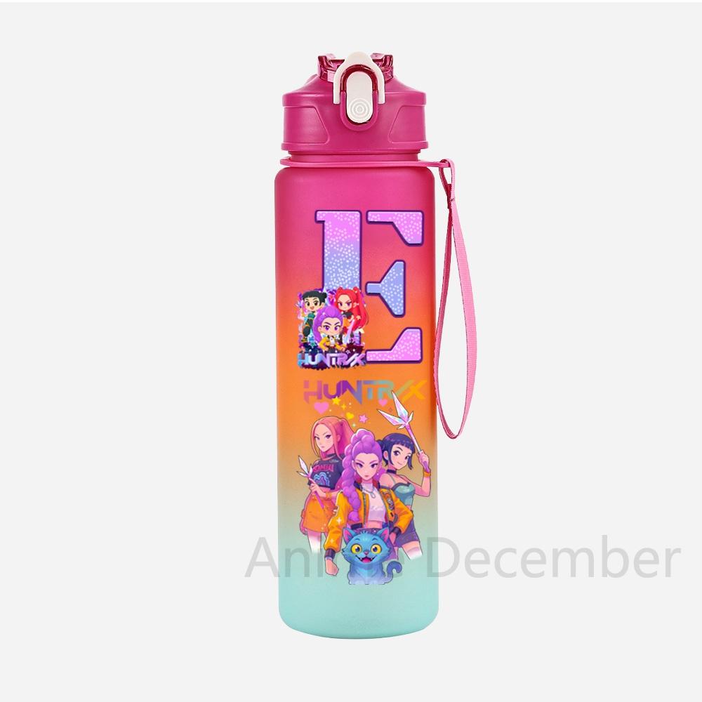 Anime K-Pop Demon Hunters A-Z English Letter Printed Character Water Cup Demon Hunters Large Capacity Outdoor Portable Drinking Bottle for Boy Girl