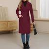 Women's Casual Fashion Solid Color Long-sleeved V-neck Tie Long Woolen Coat