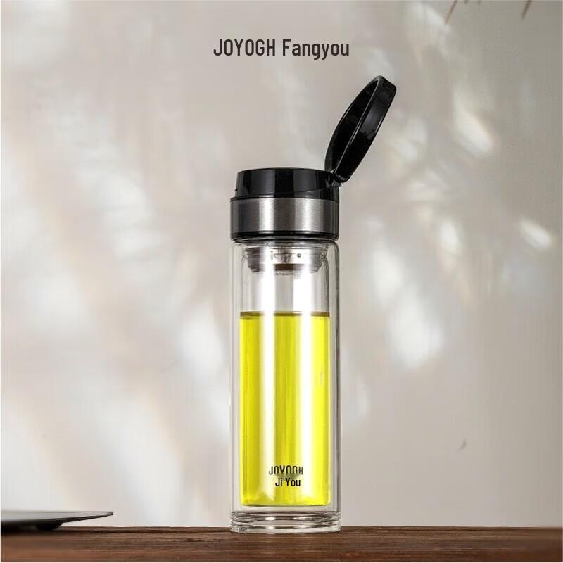 JOYOGH Double-Layer Borosilicate Glass Tea Cup with Infuser