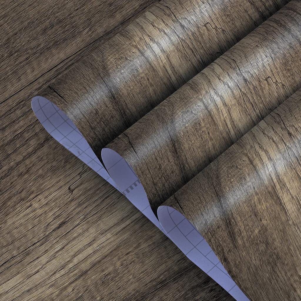 TOTIO Wood Grain Wood Grain Wood Grain Remake Waterproof Wallpaper Wood Grain Cutting Gray Brown Elm Wood Heat Mildew Oil Stain Stick and Peel Vinyl