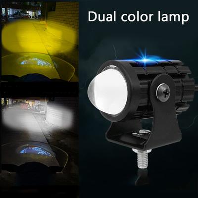 1Pc Universal Dual Color Car Driving Fog Light LED Spotlight Lamp Mini Projector Lens Auxiliary Motorcycle Headlight