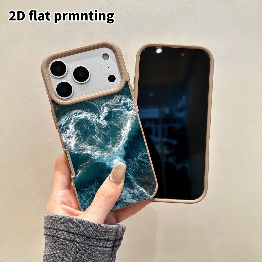 Phone Case: 2D Flat Lambskin Suitable for iPhone 18 17 16 15 14 13 Pro Protective Case, Heart Waves, Christmas and Halloween Gifts
