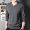 FORTEI Men's 100% Pure Wool V-Neck Pullover Sweater