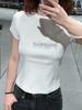 Spring 2026 High Gram Weight Ribbed Slim Fit Short Sleeve T-Shirt - Women's Hot Drilling Design
