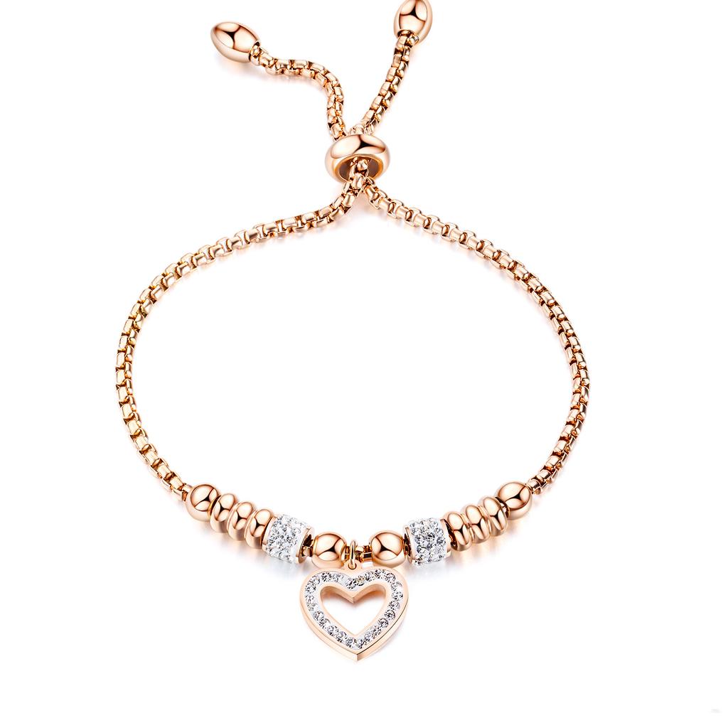 2026 European and American INS Small Fresh Bracelet Female Love Inlaid Zircon Fashionable Simple and Versatile