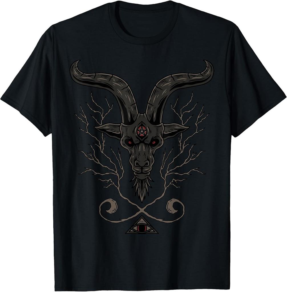 Gothic Occult Goat Design T-Shirt with Unique Symbolic Art
