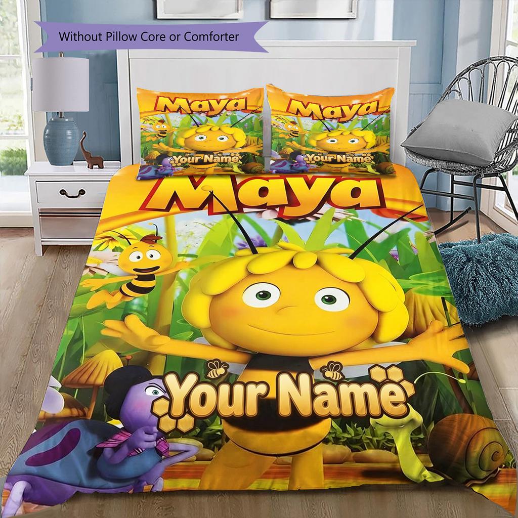 Artwork Custom Name Pattern Bedding Quilt Set Quilt Cover Pillowcase Home Birthday Gift(1 * Duvet Cover + 2 * Pillowcase, Without Core)