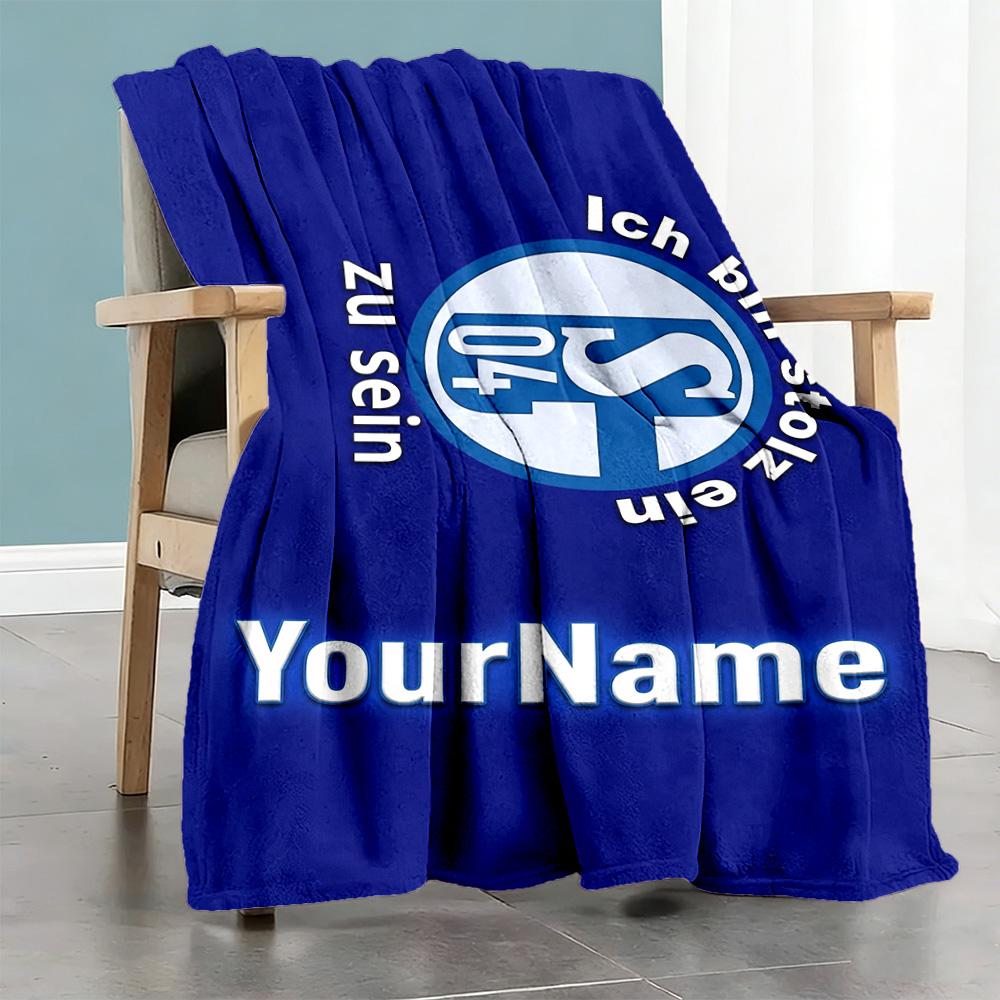 Coperta Personalizzata Fc Schalke 19 Testo Regalo Coperta Personalizzabile Morbida e Accogliente Perfetta per Divano Soggiorno Letto Uso Stagione Singola