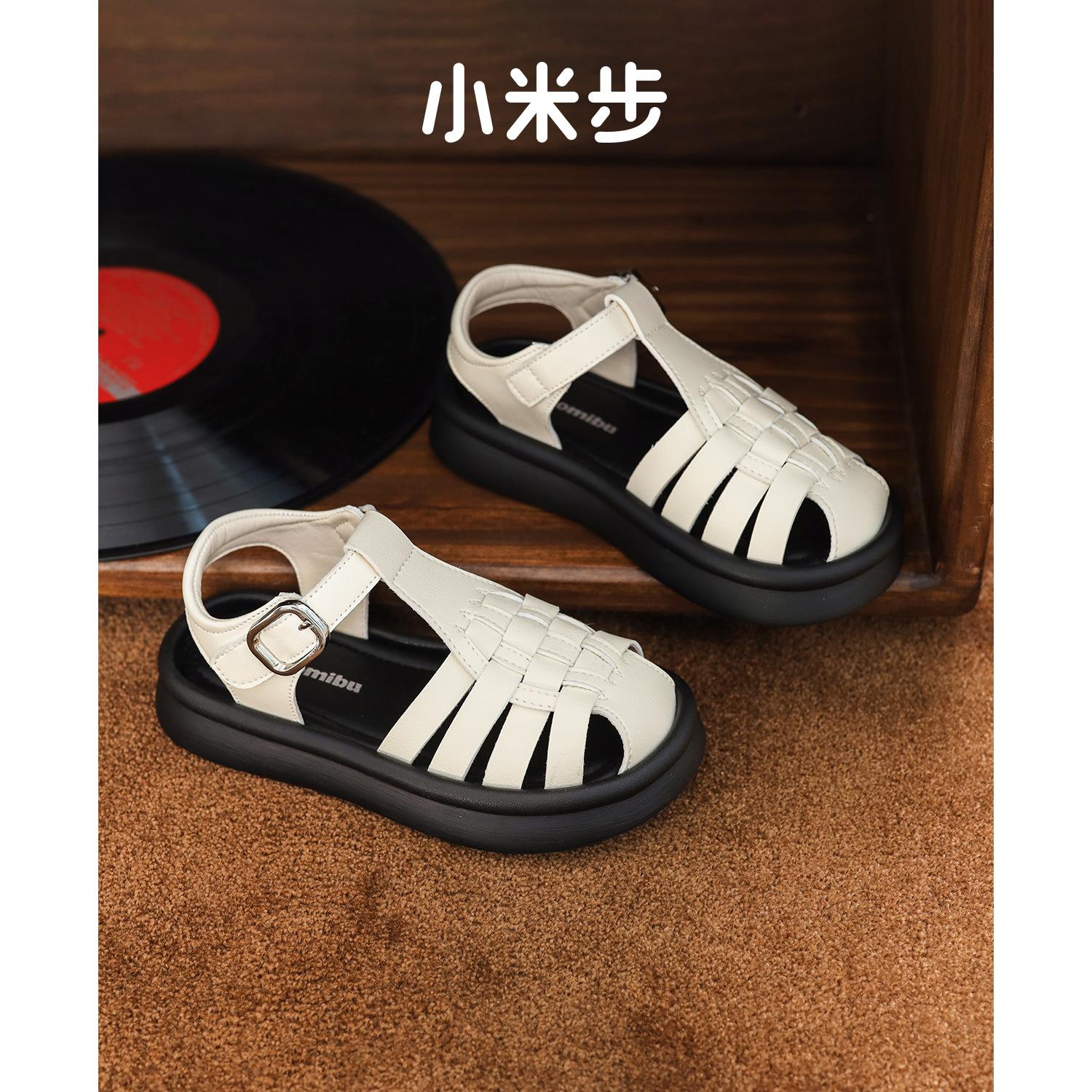 

Девочки сандалии летние модели 2025 лето новые популярные девочки сумка голова римские туфли детская обувь лето дети старшего возраста 36 бежевый