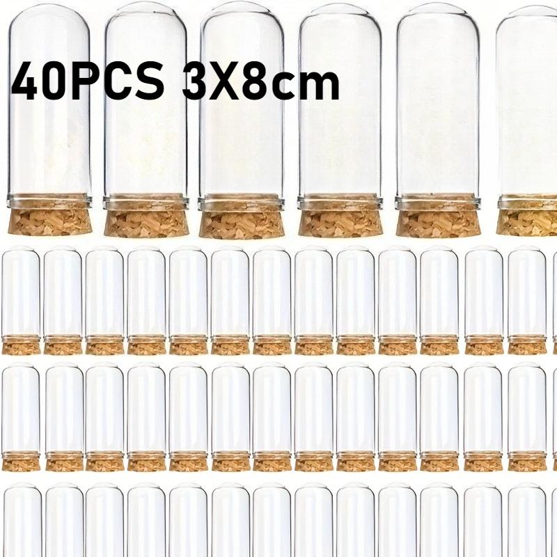 40pcs Glass Cloche Bell Jars with Cork Lids 3x8cm Dome Display Containers Elegant Decorative Message Bottles Home Wedding Decor