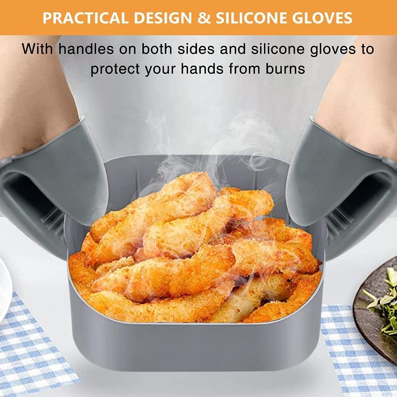 Silicone Air Fryer Basket Liners Square Square Silicone Pot Reusable Air Fryer Silicone Pots for Food Safe Oven Accessories