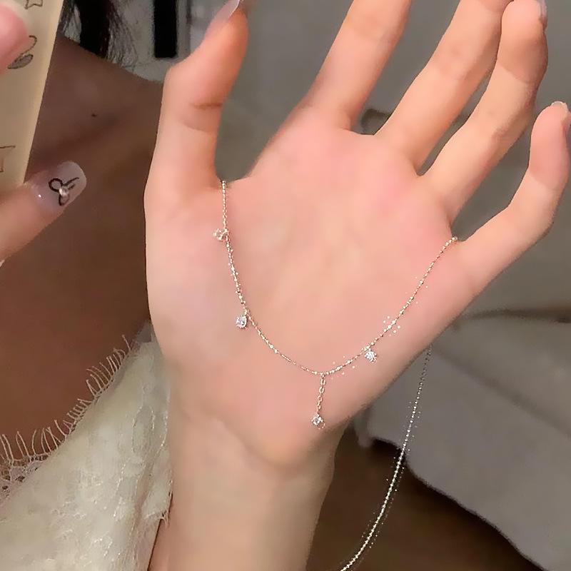 Zircon Teardrop Tassel Necklace: Simple, Versatile Choker for Everyday Wear