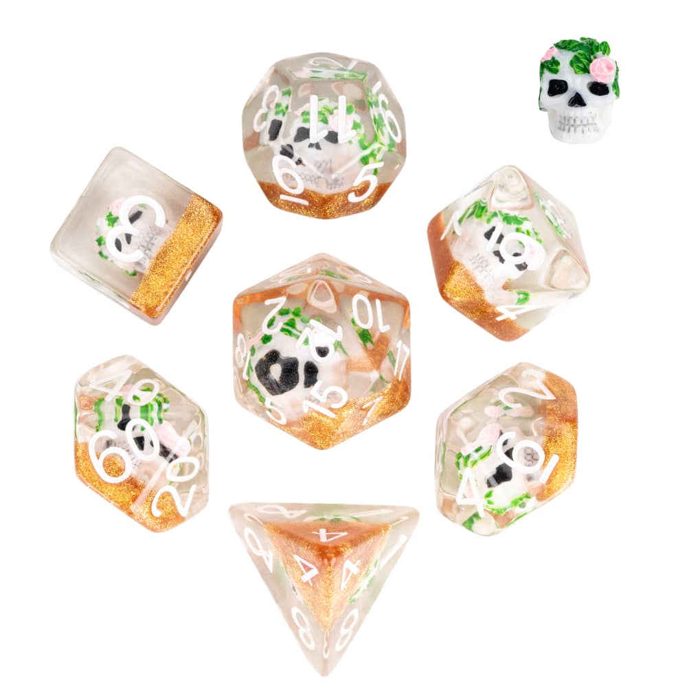 Cusdie Cute Mushroom Dice Set D&D 7Pcs D4 D6 D8 D10 D% D12 D20 DND Polyhedral Dice for Role Playing Game Table Games TRPG