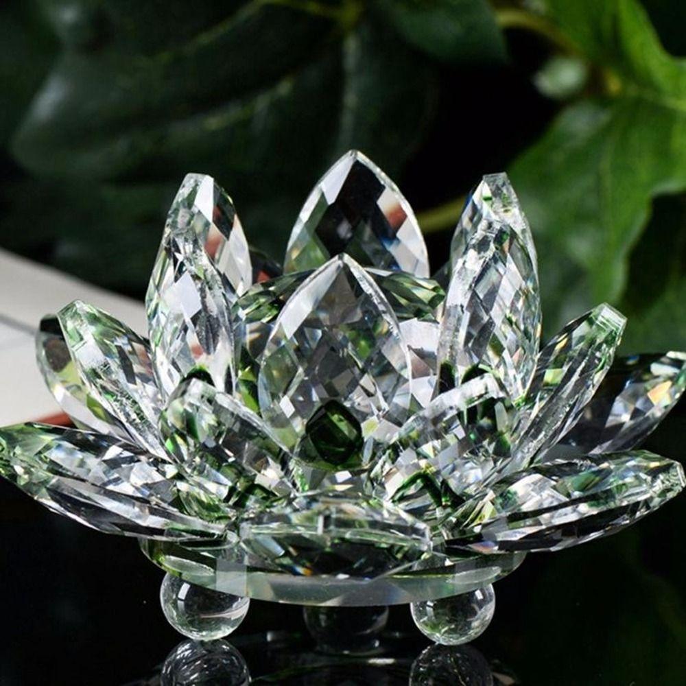 Lamp for Buddha Home Decor Tabletop Crafts Crystals Lotus Flower Jewelry Counter Fengshui Ornaments