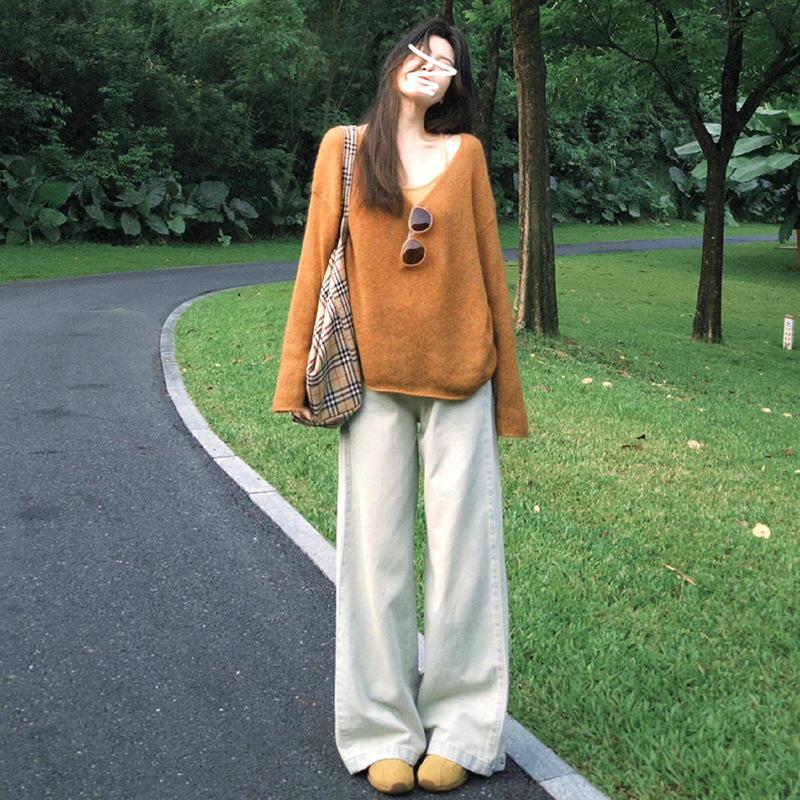 Women's Casual Versatile Knit Sweater: Petite, Long Sleeve, Collar - Perfect for Autumn and Winter