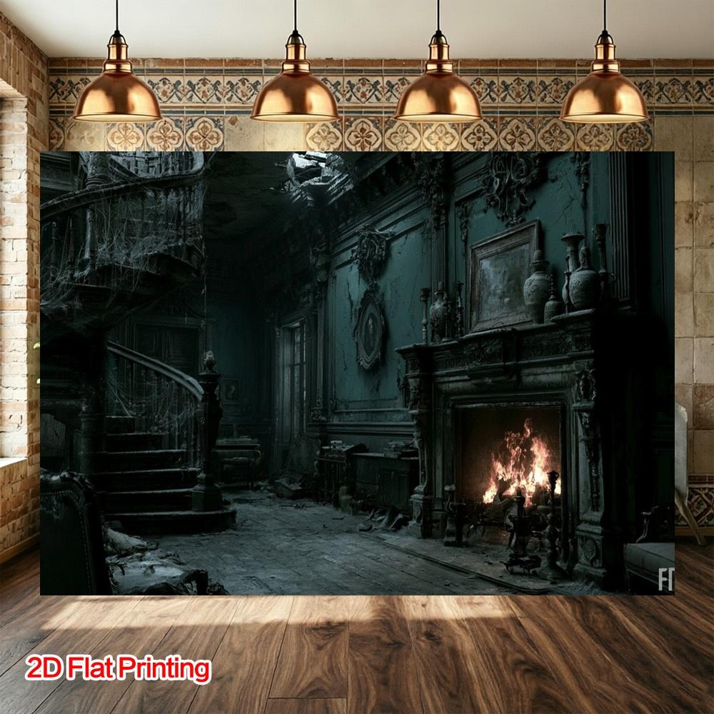 Photography backdrop (2D flat surface) - 1 piece in package. Halloween ghost house photography backdrop.PMJ