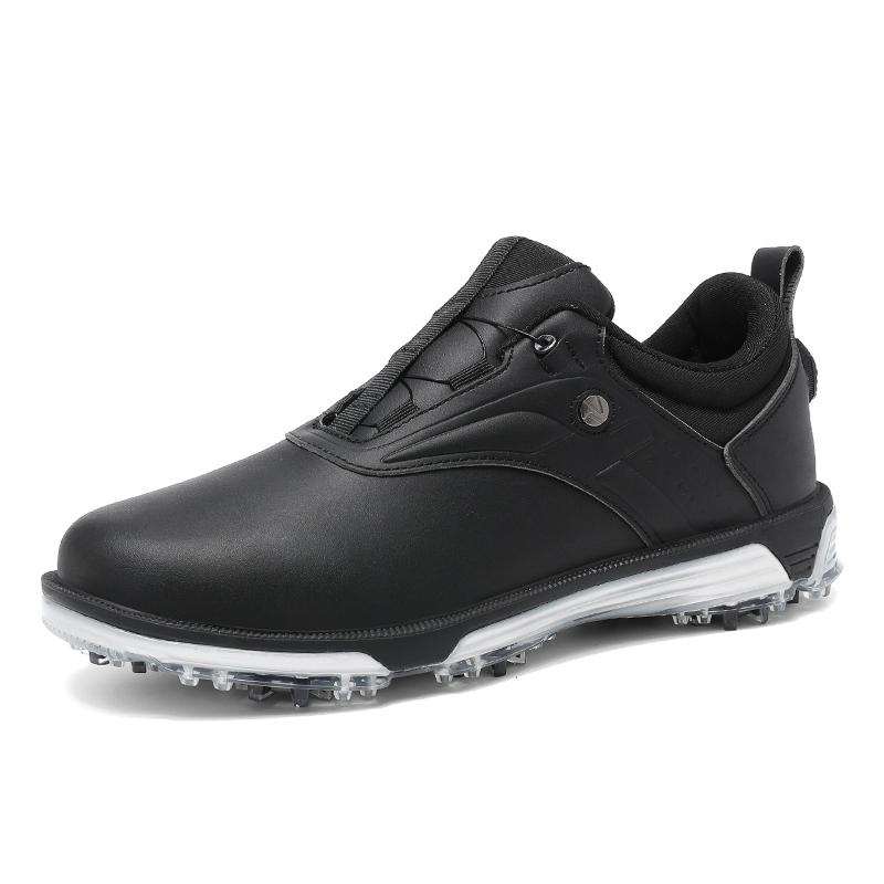 Men's Golf Shoes, Outdoor Professional Anti Slip Golf Training Sports Shoes, Men's Plus Size Quick Lace Up Casual Walking Shoes