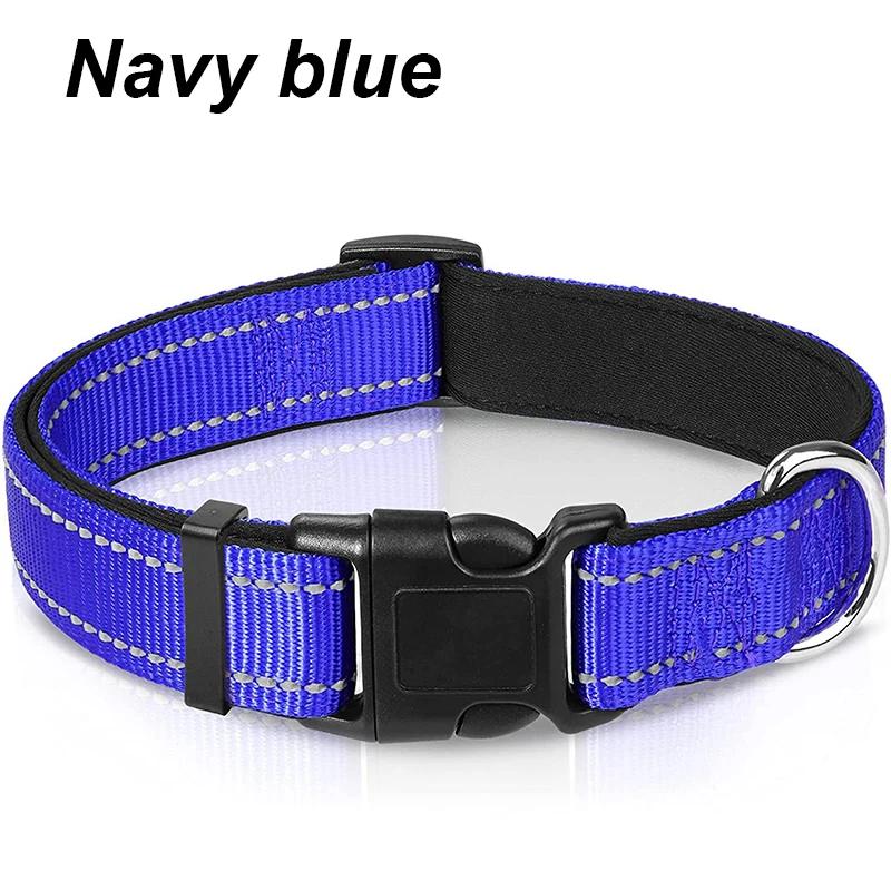 

Reflective Dog Collar Sturdy Adjustable Pets Collar For Medium Large Dogs Soft Neoprene Padded Nylon for Medium Large Dogs S темно-синий