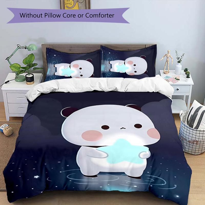 3pcs Bubu and Dudu2 Pattern Bedding Set Duvet Cover Set Includes Duvet Cover &pillowcases, Perfect All Season Bedroom Decoration & Gift