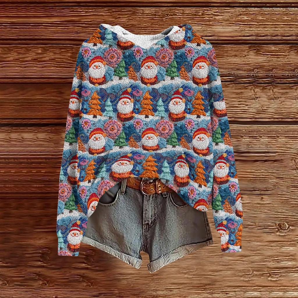 Sweatshirts For Women Knit Sweater Cute Shirt Fall Pullover Hooded Sweatshirt