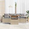 Garden Sofa Set with Storage 5 Pcs Beige Poly Rattan