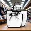 Portable Shopping Handbag White Cardboard Paper Tote With Black Border Gift Packing Bags Large Capacity Sundries Storage