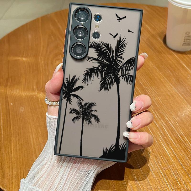 

Ощущающий кожу матовый чехол для телефона Samsung S23 FE S22 Ultra S21 Plus A54 Note 20 Противоударный чехол с бабочкой и кокосовой пальмой с цветочным узором из роз с мягкими краями Samsung S24 Ultra