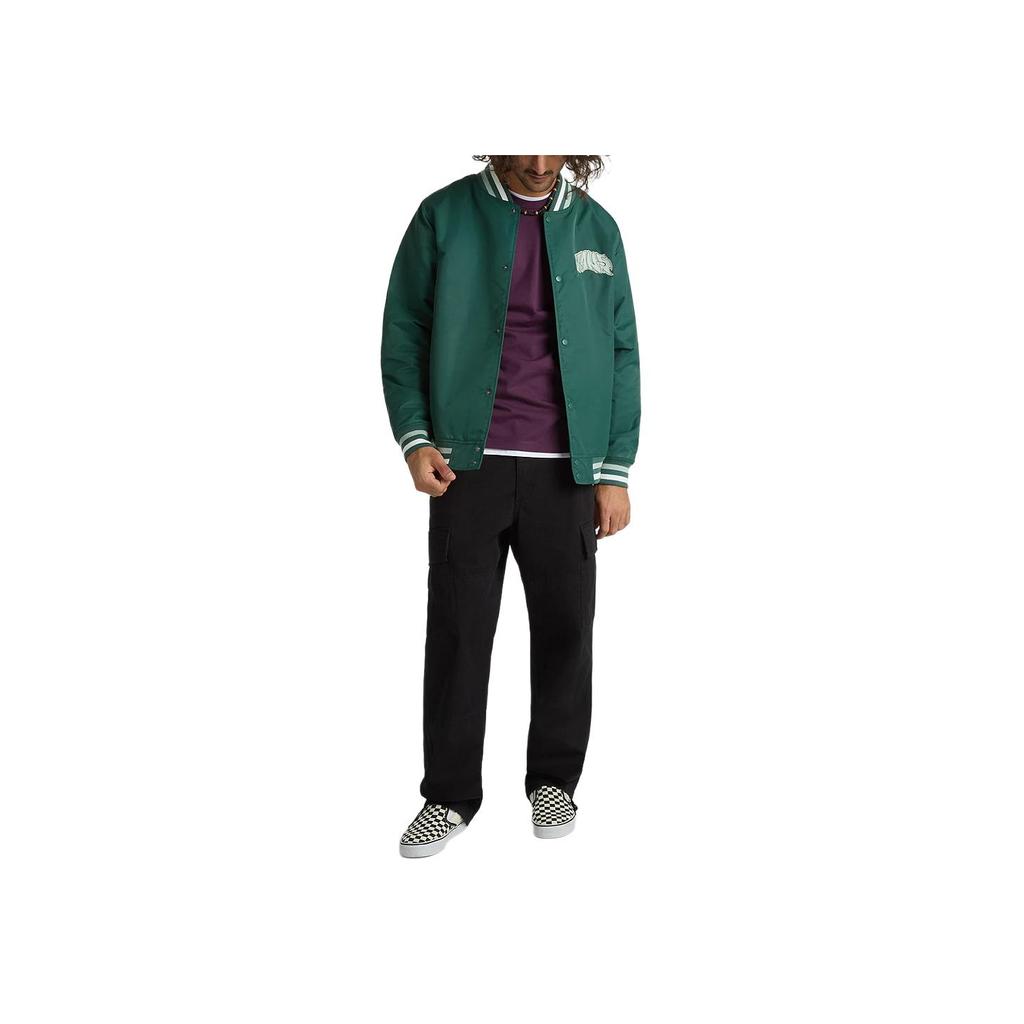 Vans Dunton Logo Print Baseball Collar Long Sleeve Jacket Men Jackets Green VN000G81BDX