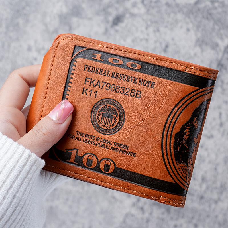 Retro PU Men's Multi-Slot Wallet: Dollar Holder, Card Organizer, and Driver's License Short Wallet.