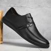Men's Business Shoes Genuine Leather Soft Moccasins Comfortable Casual Shoes for Men Autumn Solid Black Men Sneakers