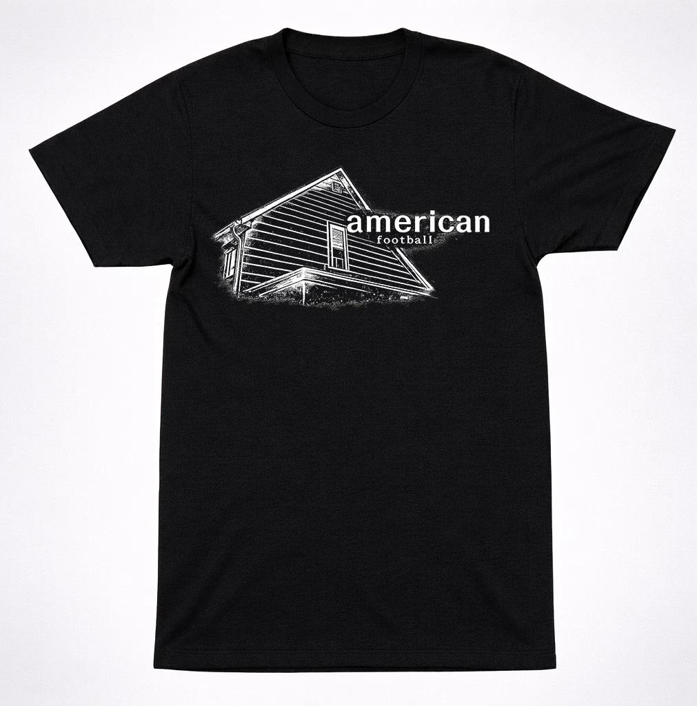 American Football House Sketch T-Shirt – Minimal Emo Rock Tee Black XL