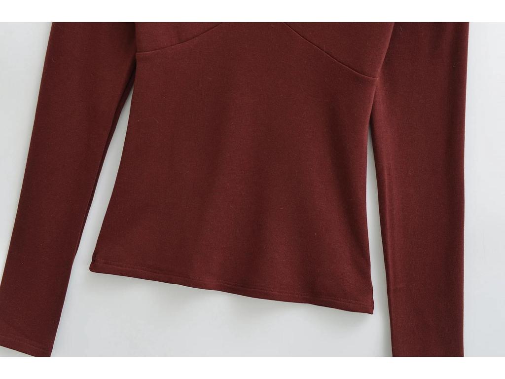Women's 2026 Slim Fit Deep V-Neck Lace Patchwork Long Sleeve T-shirt