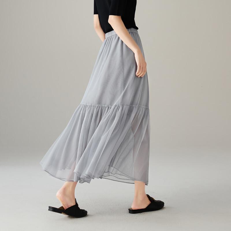 

SOFSIL 2026 Spring High-Waist Mesh A-Line Skirt 28/L