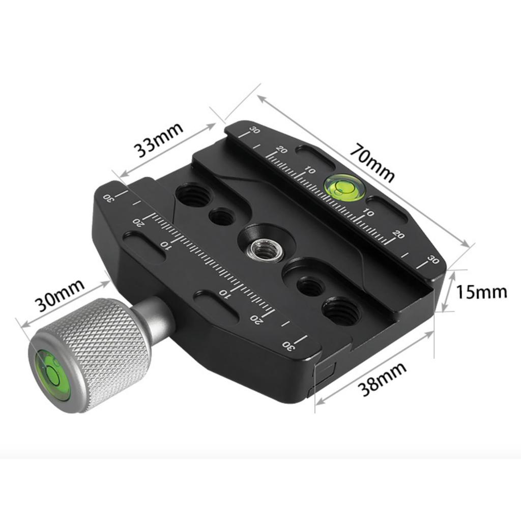 Quick Release Clamp Plate Compatible Tripod Monopod Adapter with Level 70mm Screw Camera Video Clamp [NR-Style] Arca-Swiss 1/4 3/8 (Quick Only)