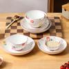 Ceramic Rice Bowl Household 2024 High Value Underglaze Color Bowl Plate Tableware Set Pastoral Style