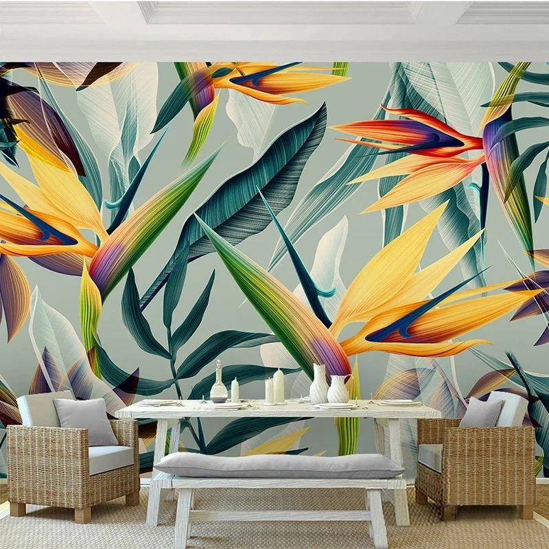 Tropical Landscape Wallpaper 3d Stereo Pastoral Color Leaves Photo Mural Bedroom Theme Hotel Restaurant Wallpaper