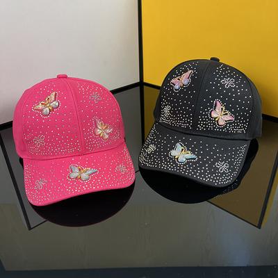 New Hot-selling Rhinestone Butterfly Dragonfly Baseball Cap European and American Fashion Elegant Cap