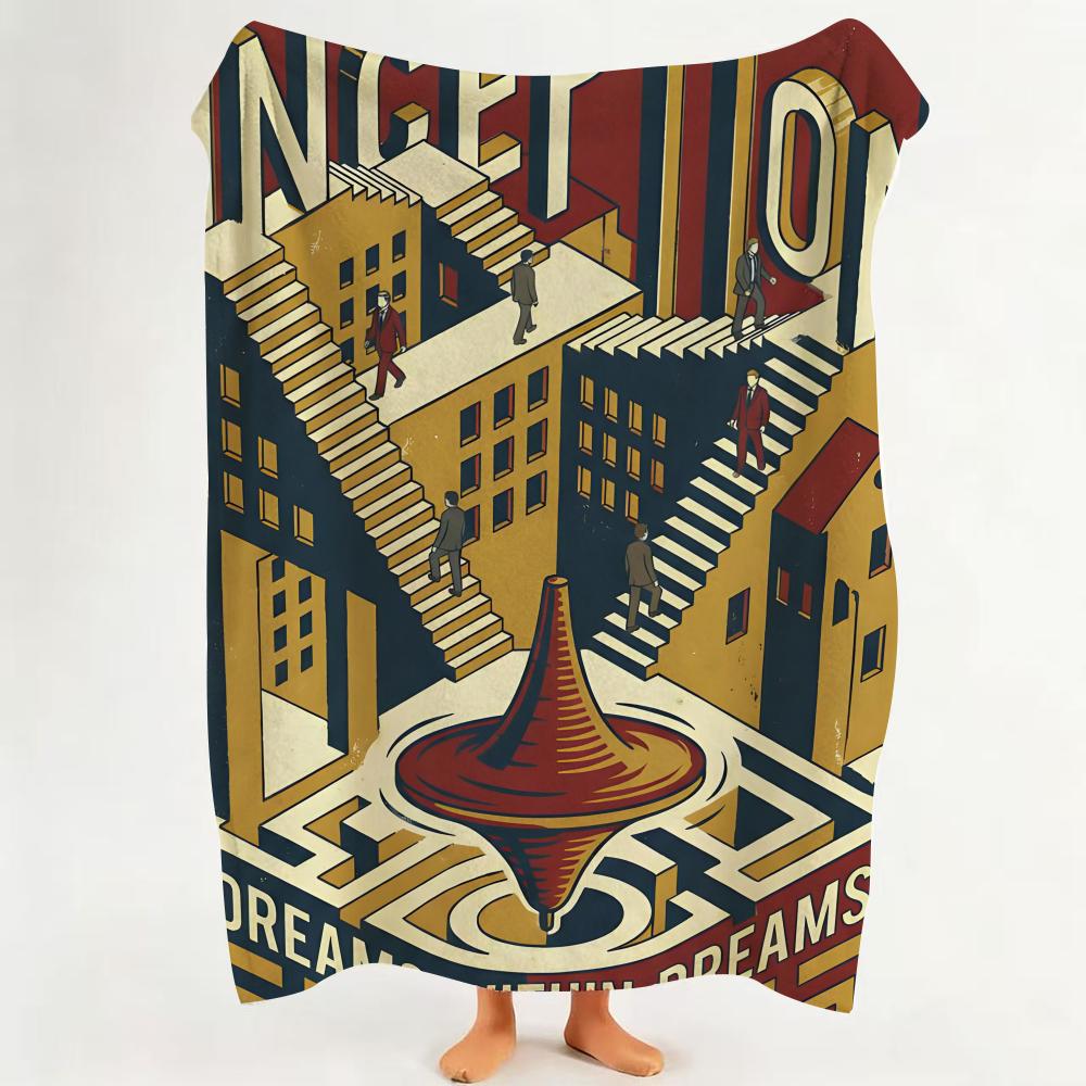 Art Vintage Mind Maze P Print Cartoon Throw Flannel Throw Blanket Suitable for Sofa Living Room Bedroom