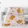 Cartoon Rilakkuma Anime Girls Blanket Super Soft Novelty Plush Throw Blanket For Home Decor Travel Flannel Bedspread Bed Cover