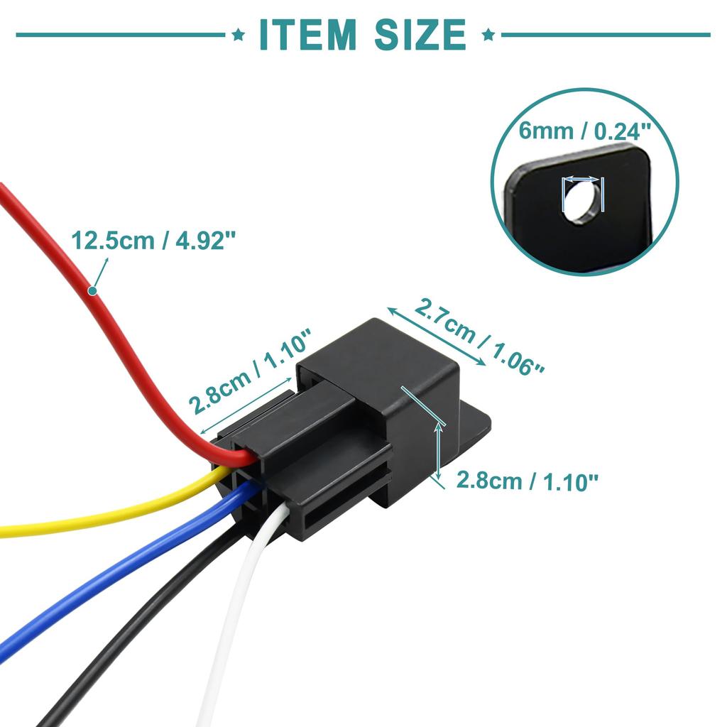 ACROPIX Car Motor Fuse Relay Switch with Harness Power Universal JD-2912 5 Pin DC 48V 40A Black 1 Pcs