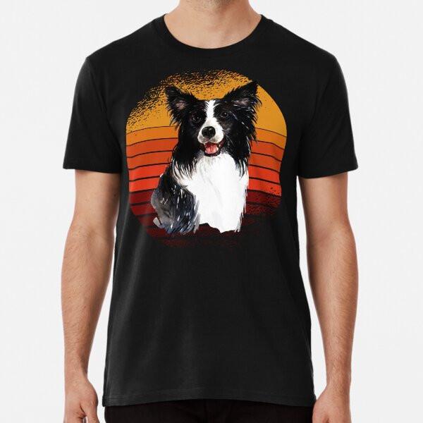 

Vintage Border collie sunset, dog, dogs, pupT-Shirt S-5XL Best T-Shirt 4XL