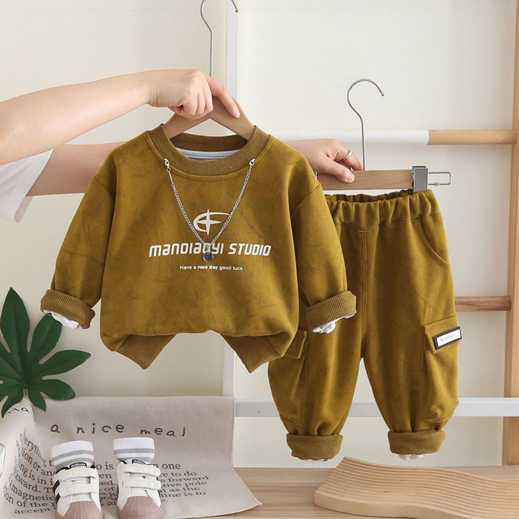 Kids Casual Long-Sleeve Set, Comfortable Daily Wear Outfits